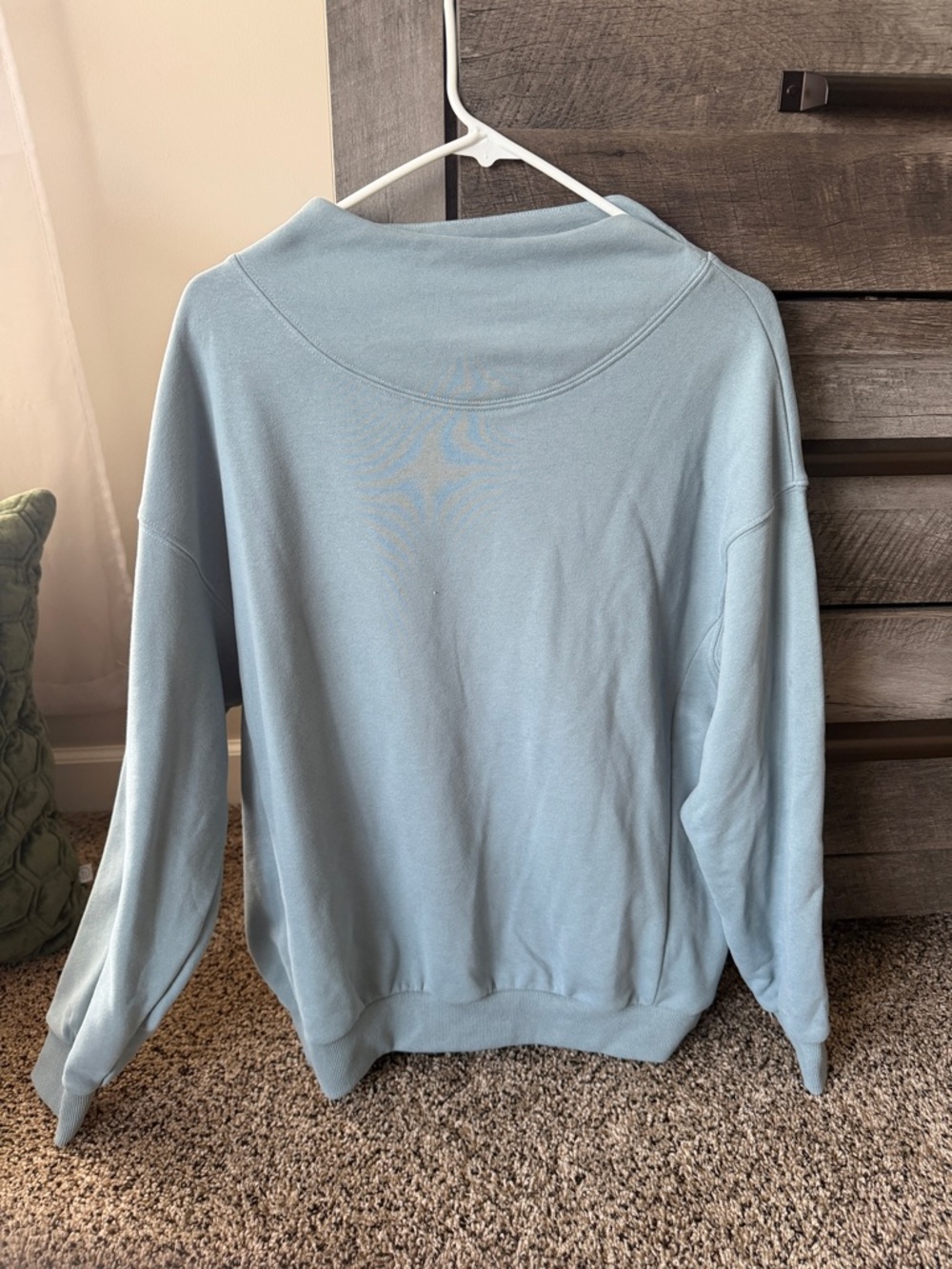 Light Blue Crewneck Sweater - Classic Scoop Neck With Cutout Detail